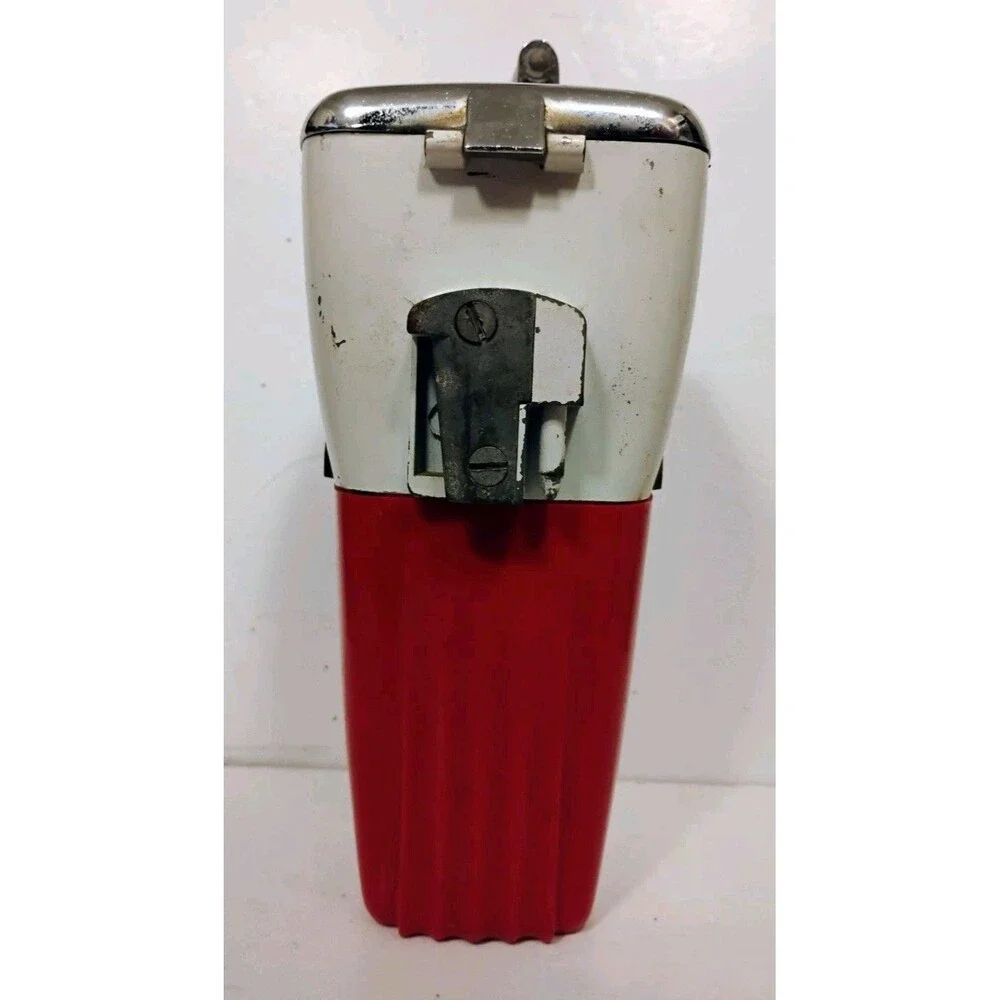 Vtg Magic Hostess Ice Crusher Hand Crank Chrome Red Mid Century Modern Barware